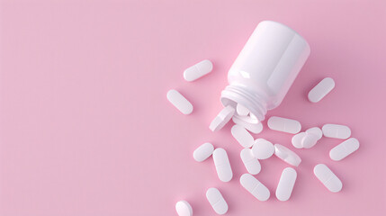 a white pill bottle with pills spilling out