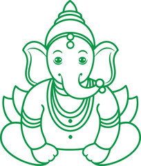Ganesh chaturthi line art vector illustration