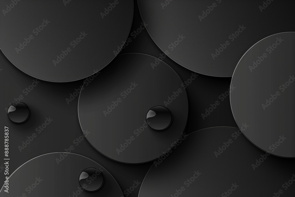 Poster minimalistic black circular design with layered patterns showcasing a contemporary and sleek visual 