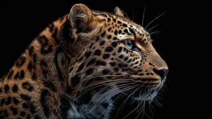 Obraz premium Majestic amur leopard portrait isolated on black background wildlife conservation image