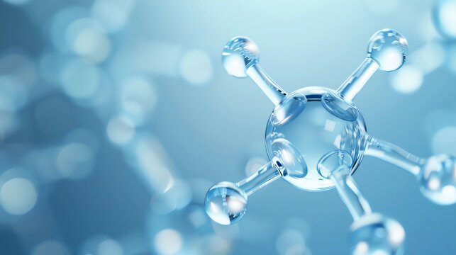 Abstract molecule structure on blue background.