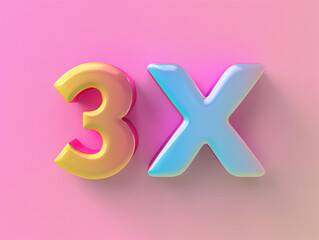 a colorful letters on a pink surface