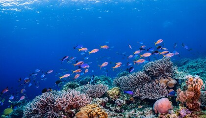 Naklejka premium 南国の海を泳ぐカラフルな魚達