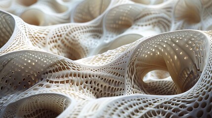 Abstract White 3D Printed Structure Close Up