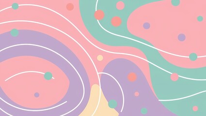 Abstract pastel colour background, playful shapes with white lines