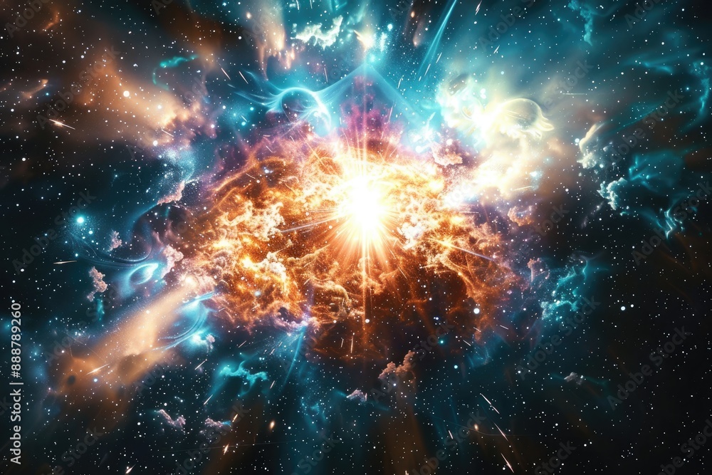 Wall mural a supernova exploding in a dazzling display of light and energy, ai generated
