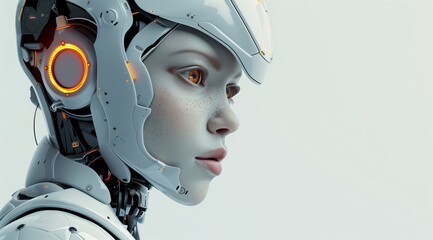 Futuristic Robotics Portrait of a Female AI With Precision Engineering and Intelligent Systems