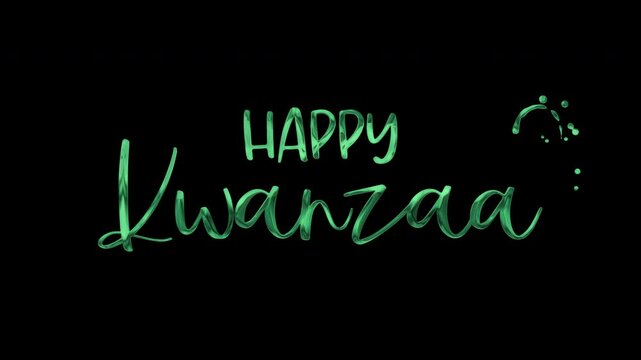 Animated text on transparent background celebrating happy kwanzaa. Suitable for social media posts, event flyers, educational presentations.	
