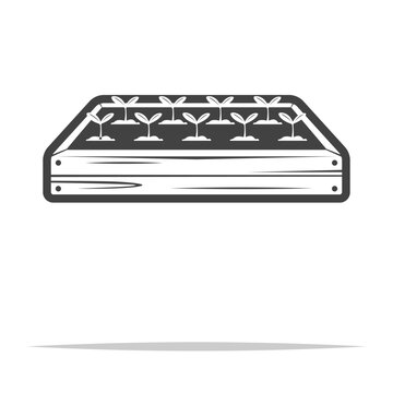 seedlings growing in wooden planter clip art preview