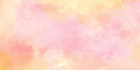 Abstract watercolor background .watercolor background with pink and yellow color. Fantasy light red, pink shades watercolor background. subtle watercolor pink yellow gradient illustration.	