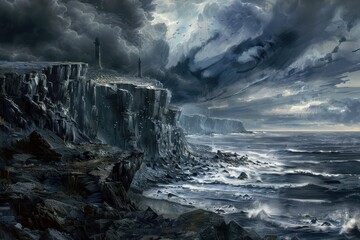 Dark Stormy Sea Cliffs