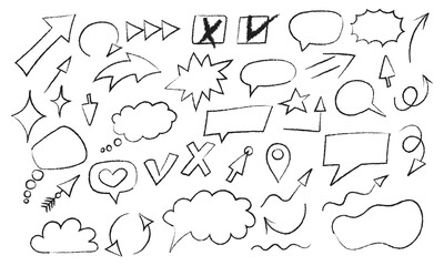 Obraz premium Crayon doodle shapes. Hand drawn Vector illustration. Brush, highlight element, note underline