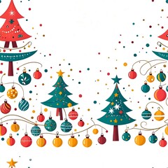 Fototapeta premium Seamless pattern of Merry Christmas decoration, santa claus and trees