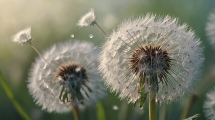 A serene and visually appealing vertical background featuring dandelion fluff, perfect for social media posts The image is designed with soft pastel colors to evoke a gentle and tranquil mood.