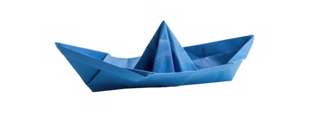 Blue Origami Paper Boat