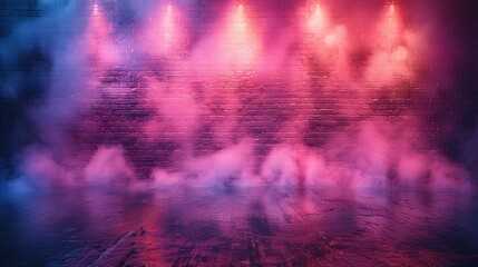Fototapeta premium Brick Wall Texture in Blue and Purple: Studio Scene for Display