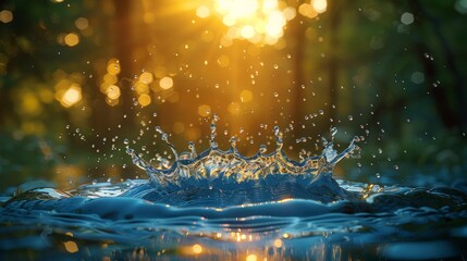 Splashing water in sunlight - generative ai