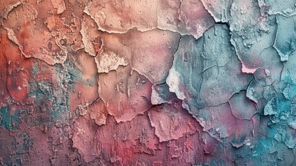 Fototapeta premium Textured grunge background with cracked stucco and vibrant paint Horizontal banner with old wall texture Copy space included