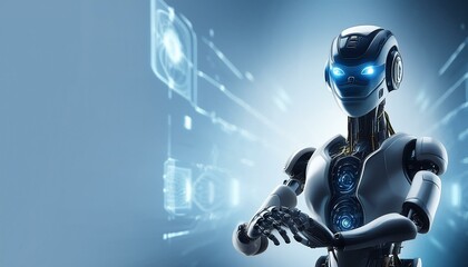 Naklejka premium Female robot face, Artificial intelligence concept. Generative AI