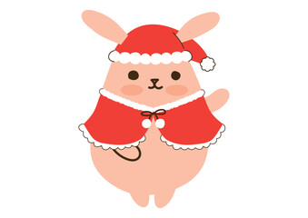 サンタクロースの衣装をきたゆるいうさぎ