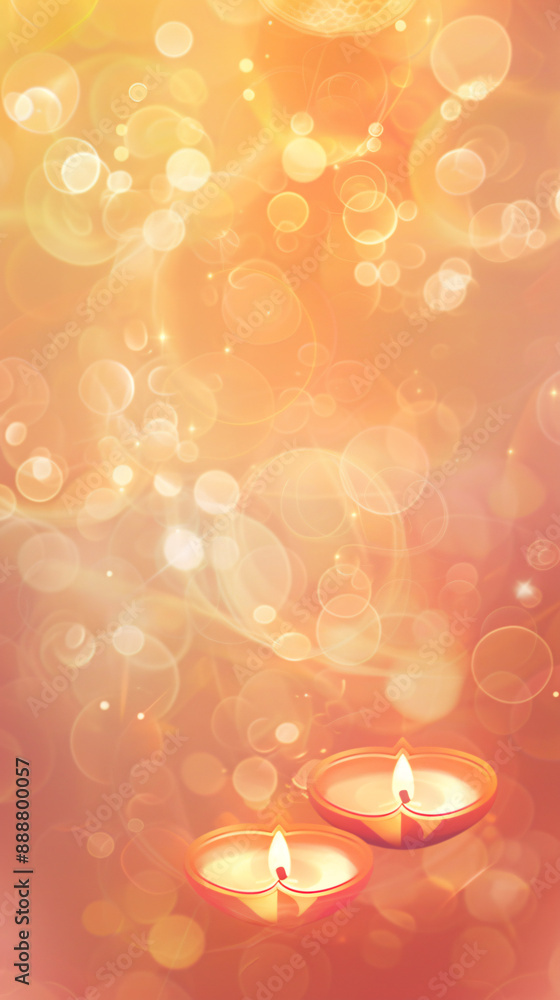 Poster floating candles glowing softly with a warm, bokeh background