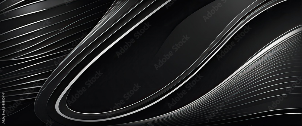 Wall mural Abstract black background with sleek, curving lines and waves creating a modern, futuristic, and sophisticated look  Ideal for digital art and tech designs