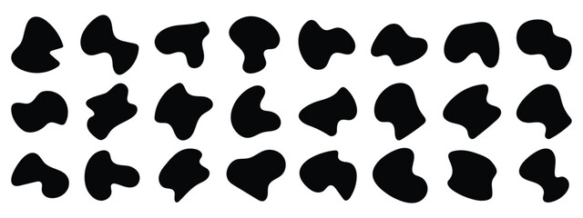 Fototapeta premium Blob shape organic, vector illustration set. Collection from abstract forms for design and paint. Liquid silhouette drop in modern style. Different drops in modern style.