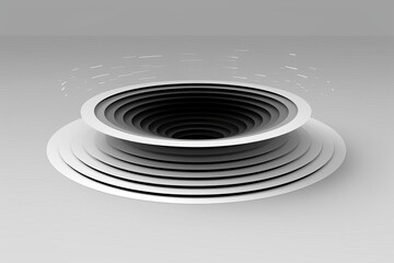Obraz premium Abstract grayscale 3D vortex design with a spiral effect creating a visually dynamic and modern art piece