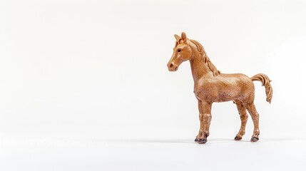 Toy horse on white background for kids with copy space