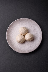 Delicious healthy steamed chicken cutlets or minced meatballs