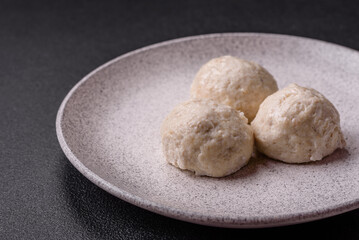 Delicious healthy steamed chicken cutlets or minced meatballs