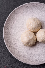 Delicious healthy steamed chicken cutlets or minced meatballs