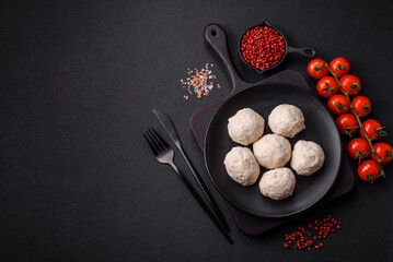 Delicious healthy steamed chicken cutlets or minced meatballs