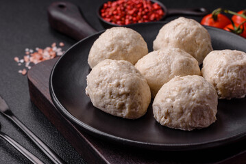 Delicious healthy steamed chicken cutlets or minced meatballs