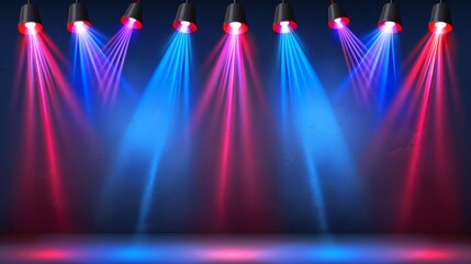 Dynamic stage lighting  blue and red illumination for vibrant performances and events