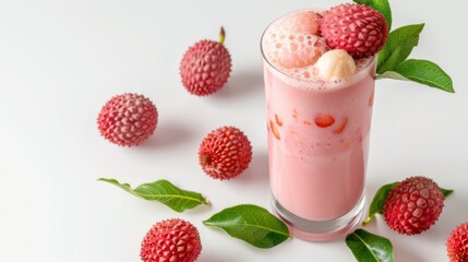 Lychee juice on a white background