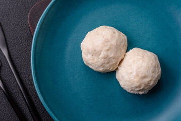 Delicious healthy steamed chicken cutlets or minced meatballs