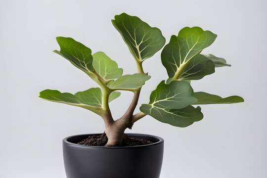 Bengal fig plant in white pot white background, AI Generated