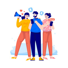 Group of people with invite friend concept on social media vector illustration