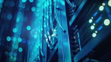 Blue Server Rack with Cooling System