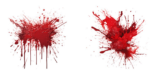 Halloween blood splatter decor. Spooky holiday special effect. isolated on a transparent background.