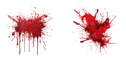 Halloween blood splatter decor. Spooky holiday special effect. isolated on a transparent background.