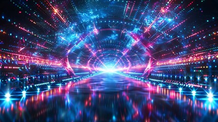 Obraz premium Vibrant stage lighting in blue and red for dynamic performances and event showcases