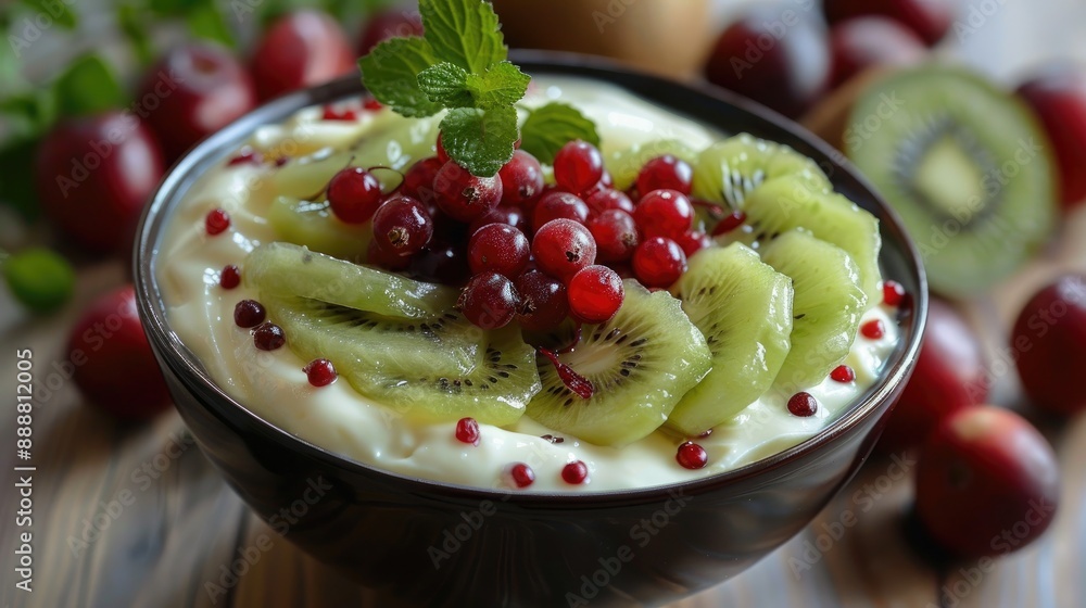 Canvas Prints NUTRITIOUS YOGURT MEAL WITH CRANBERRIES AND KIWI