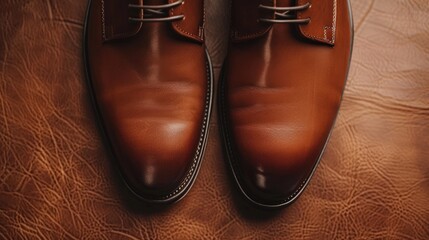 Stylish men s shoes on brown background close up Business attire for men concept