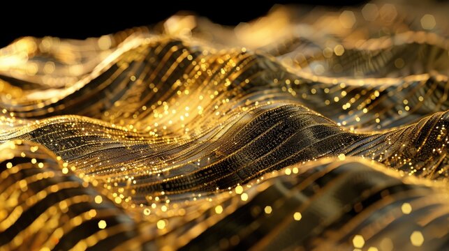 Gold coin wave, symbolizing cryptocurrency trends and digital advertising in the metaverse.