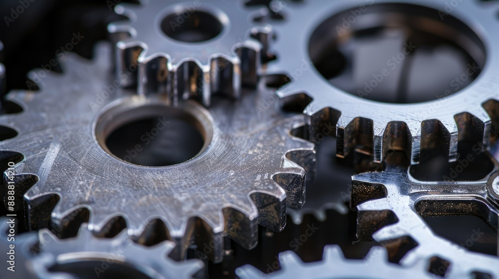 Poster set of gears and cogs illustrating the interconnectedness of team members in a business setting.