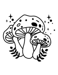 Mystical Celestial | Celestial Mushrooms | Bright Star | Celestial Bodies | Mushrooms | Morning Star | Astrology | Geometric | Original Illustration | Vector and Clipart | Cutfile and Stencil