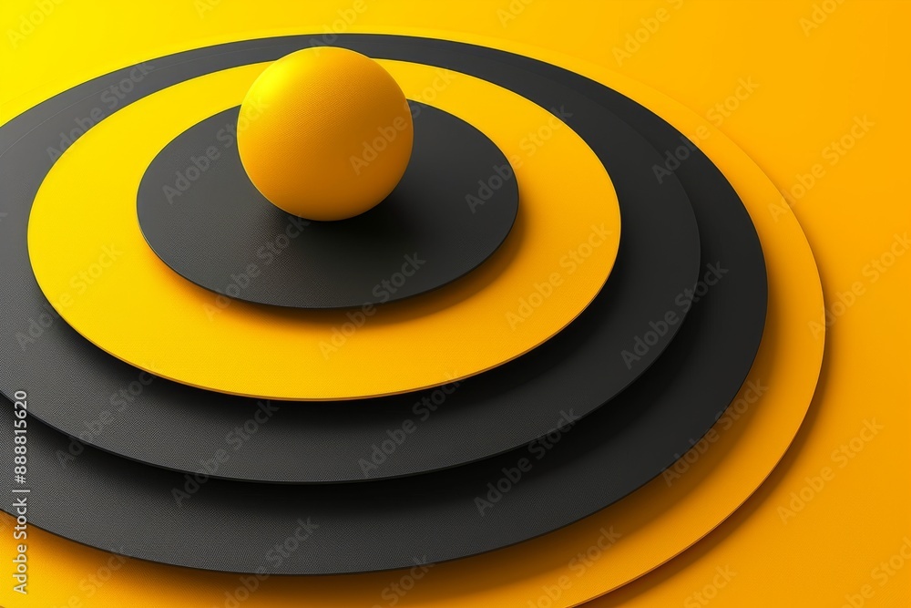 Poster modern abstract orange and black circular design with vibrant colors creating a visually striking an