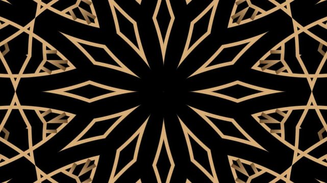 Gold and dark black mandala ornament background looping smoothly, arabic islamic style for any purpose. Abstract ornamental digital gold color mandala. Floral vintage decorative elements oriental